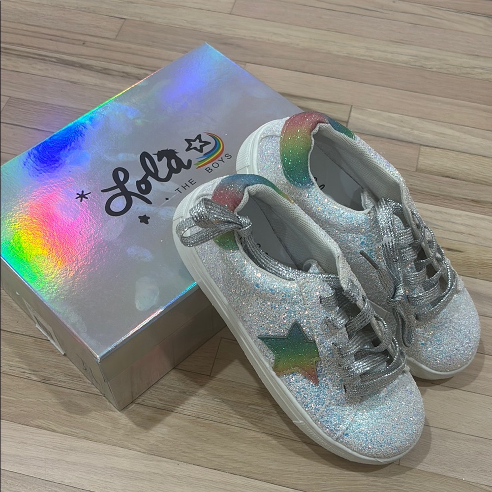 NWT Lola + The Boys Rainbow Star Glitter Sneakers